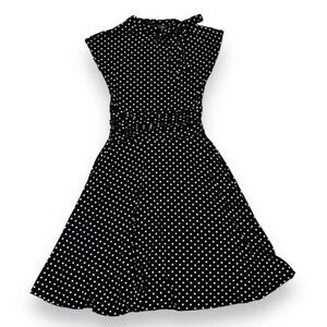 Retrolicious 50s Bridget Bombshell Dress Women 2X Black Polkadot Pocket Stretchy